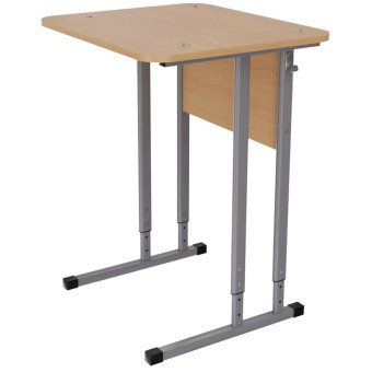 Стол ученический одноместный с закругленными углами (бук/серый, рост 3-5)