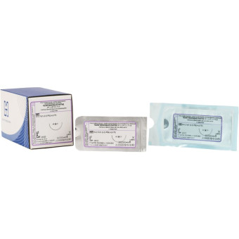 Шовный материал рассасывающийся Полигликолид-ко-лактид 2/0 75 см колющая  игла 31 мм 1/2 (20 штук в упаковке)