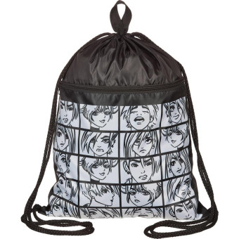 Мешок для сменной обуви Комус Класс (№1 School) Аниме Комикс 360х470 мм черный с ручкой, карманом