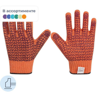 Перчатки рабочие защитные Чибис ХБТ трикотажные с ПВХ покрытием (7 класс, размер 8, M)