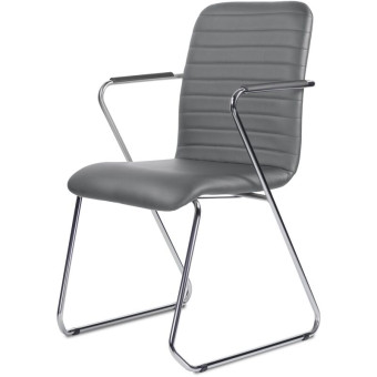 Стул офисный Easy Chair Честер тёмно-серый, экокожа, металл,  хромированный Стул офисный Easy Chair Честер тёмно-серый, экокожа, металл,  хромированный