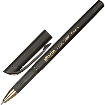 Ручка шариковая одноразовая Attache Selection Pearl Shine синяя (черный корпус, толщина линии 0.4 мм)