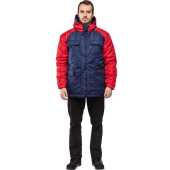 Куртка рабочая зимняя мужская з41-КУ синяя/красная из ткани таслан (размер 44-46, рост 170-176)