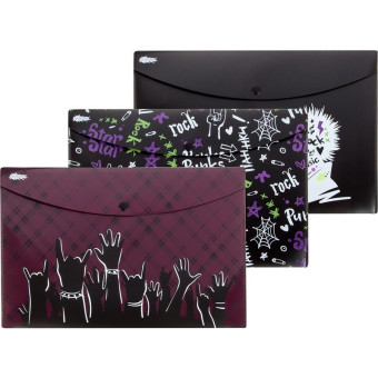 Папка-конверт на кнопке №1 School Аниме Панк А4 180 мкм (3 штуки в упаковке)