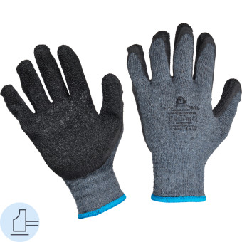 Перчатки рабочие защитные Jeta Safety JL-101 хлопок/полиэфир с латексным покрытием серые (волна, 10 нитей, 10 класс, размер XL, 12 пар в упаковке)