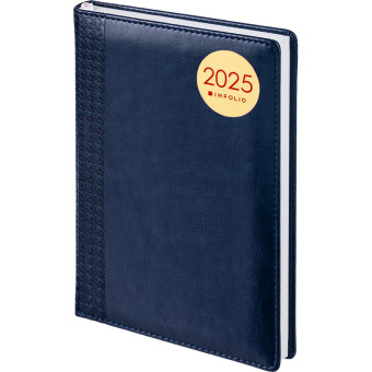 Ежедневник датированный 2025 год InFolio искусственная кожа тиснение А5 176 листов синий