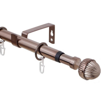 Карниз однорядный телескопический с кольцами коньяк (160-320 см)