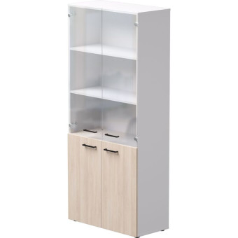 Шкаф для документов EVO 254H004W3DY закрытый со стеклом дуб соната/белый  800х383х1835 мм