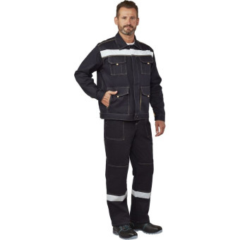 Костюм рабочий летний мужской л44-КПК с СОП синий/бежевый (размер 60-62,  рост 182-188)