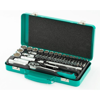 Набор головок и бит торцевых с трещоткой Stels 4-24 мм 1/4', 3/8" 44 предмета (13575)