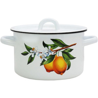Кастрюля Эмаль Лимоны (550002606) 2 л эмалированная сталь с крышкой