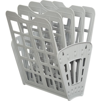 Лоток вертикальный веерный для бумаг Attache 255 мм пластиковый серый 4 отделения