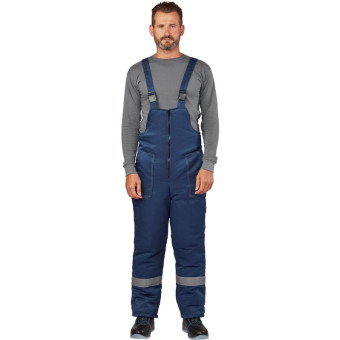 Полукомбинезон рабочий зимний мужской з32-ПК с СОП синий из ткани грета (размер 44-46, рост 170-176)