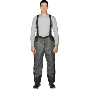 Брюки рабочие зимние мужские Nайтстар Алькор со светоотражающим кантом серые из ткани Lokker (размер 56-58, рост 170-176)