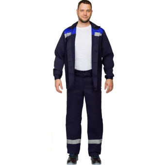 Костюм рабочий летний мужской л16-КБР с СОП синий/васильковый (размер 56-58, рост 194-200 см)