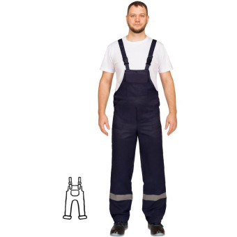 Полукомбинезон рабочий летний мужской л16-ПК с СОП синий/васильковый (размер 60-62, рост 194-200)