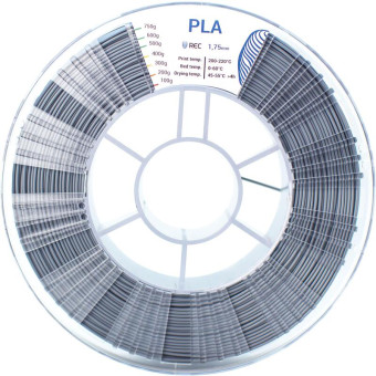 Пластик PLA для 3D-принтера Rec серый 1.75 мм 0.75 кг