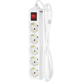Удлинитель Фотон 16-55ЕS 5 розеток 5 м с заземлением и выключателем  белый