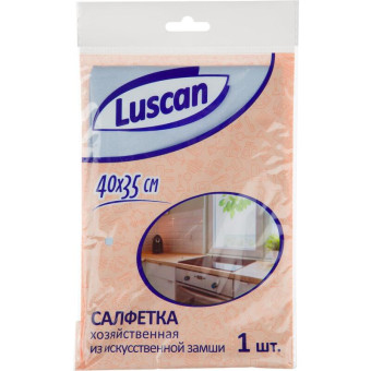 Салфетка хозяйственная Luscan искусственная замша 40х35 см 250 г/кв.м голубая