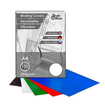 Обложки для переплета картонные ProfiOffice A4 250 г/кв.м белые глянцевые (100 штук в упаковке)
