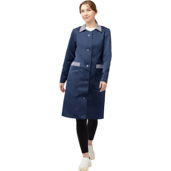 Халат рабочий у07-ХЛ женский синий (размер 48-50, рост 158-164)