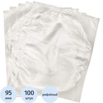 Пакеты вакуумные пищевые PET/PE 300х400 мм 95 мкм рифлёные (100 штук в  упаковке)