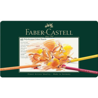 Карандаши цветные Faber-Castell Polychromos 60 цветов в металлической упаковке