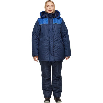 Куртка рабочая зимняя женская Снежана синяя/васильковая из ткани таслан (размер 52-54, рост 158-164)