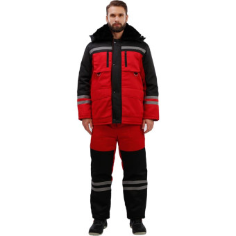Костюм рабочий зимний мужской з03-КПК с СОП красный/черный (размер 48-50, рост 194-200)