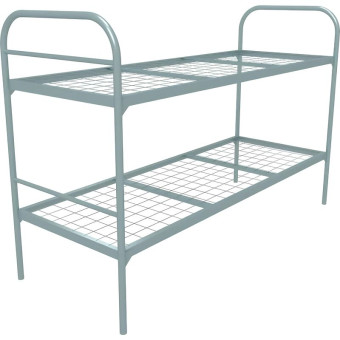 Кровать двухъярусная Бюджет + 2 металлическая (серый, 809х1350х1966 мм)