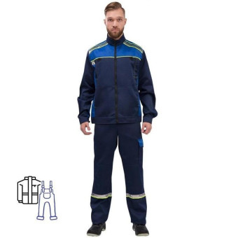Костюм рабочий летний мужской л26-КПК с СОП синий/васильковый (размер 52-54, рост 182-188 см)
