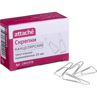 Скрепки канцелярские 25 мм Attache металлические оцинкованные (100 штук в упаковке)