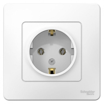 Розетка Schneider Electric Blanca одноместная с заземлением 16А IP20 с рамкой скрытого монтажа белая (BLNRS001011)