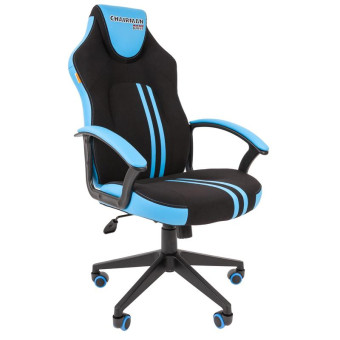 Кресло игровое Chairman 26 черное/голубое (ткань/искусственная кожа/пластик)