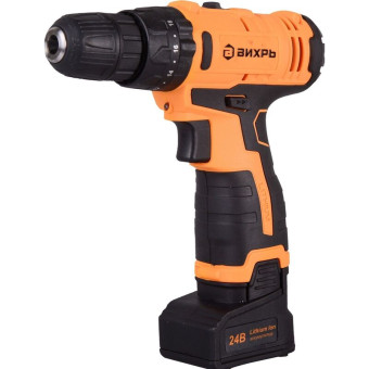 Дрель-шуруповерт ударная аккумуляторная Вихрь ДА-24Л-2кУ 2 АКБ х Li-ion (24В, 2 Ач)+ЗУ в кейсе (72/14/19)