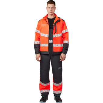 Полукомбинезон рабочий летний мужской Равелин с СОП красный/графит (размер 64-66, рост 182-188)