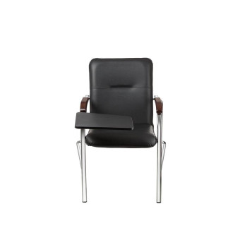 Конференц-кресло Samba ST черный (искусственная кожа/орех/металл хромированный)