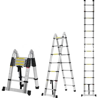 Лестница телескопическая Алюмет STD 2.2 нержавеющая сталь 2х7 ступеней 217/440 см