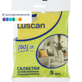 Салфетки хозяйственные Luscan вискоза 30х25 см 70 г/кв.м (5 штук в упаковке)
