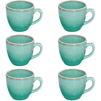 Чашка кофейная Porland Seasons фарфоровая 90 мл (6 штук в упаковке,  312109 бирюзовый-6)