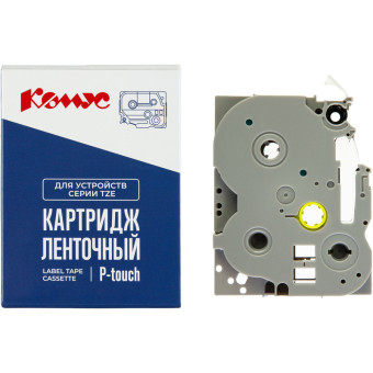 Картридж Комус TZE-155 для принтера этикеток Brother (24 мм х 8 м, цвет ленты прозрачный, шрифт белый)