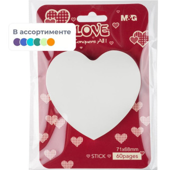 Стикеры фигурные M&G Heart 71x68 мм в ассортименте (60 листов)