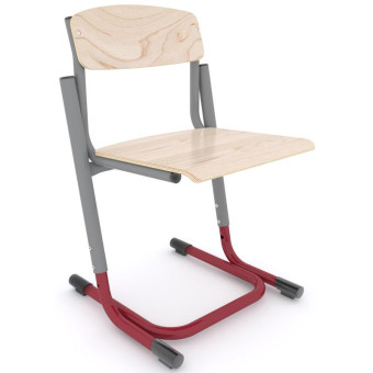Стул ученический Юниор (прозрачный лак/серый/красный, рост 3-5)
