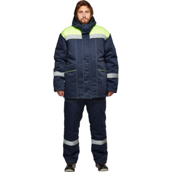 Костюм рабочий зимний мужcкой з45-КПК с СОП синий/лимонный (размер 44-46, рост 170-176)