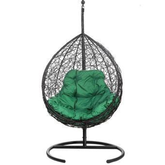 Кресло подвесное Орион черное/зеленое (искусственный ротанг/сталь)