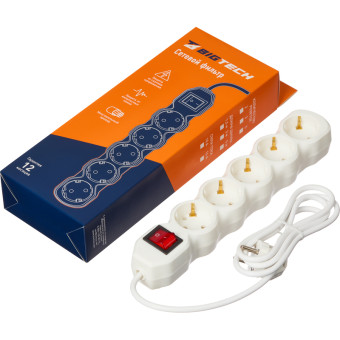 Сетевой фильтр BigTech ST510-1.5-W на 5 розеток 1.5 метра