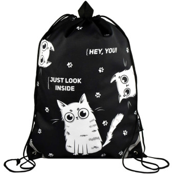 Мешок для сменной обуви Феникс+ Три Кота 360х480 мм чёрный с  ручкой-петлёй, светоотражающими элементами