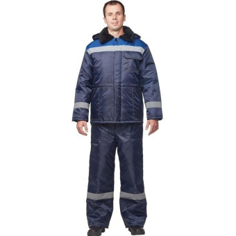 Куртка рабочая зимняя мужская з32-КУ с СОП синяя/васильковая из ткани оксфорд (размер 60-62, рост 170-176)