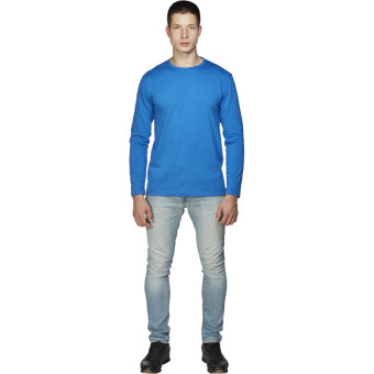 Футболка васильковая длинный рукав 100% хлопок (размер M)