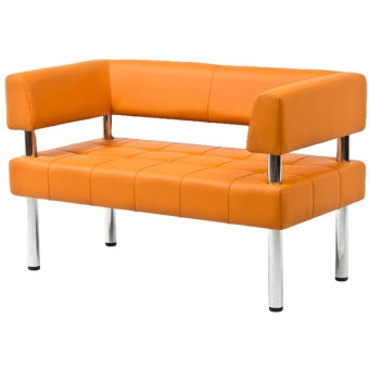 Диван двухместный Business оранжевый (искусственная кожа)